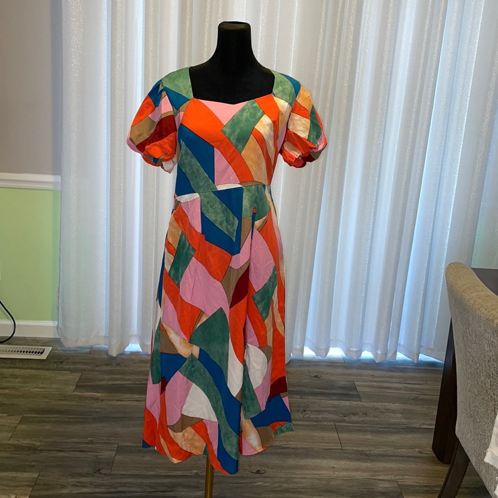 SHEIN in Bag Tags SHEIN Colorful Puff Short Sleeve Dress Add Boots+Blazer🦋⭐️
